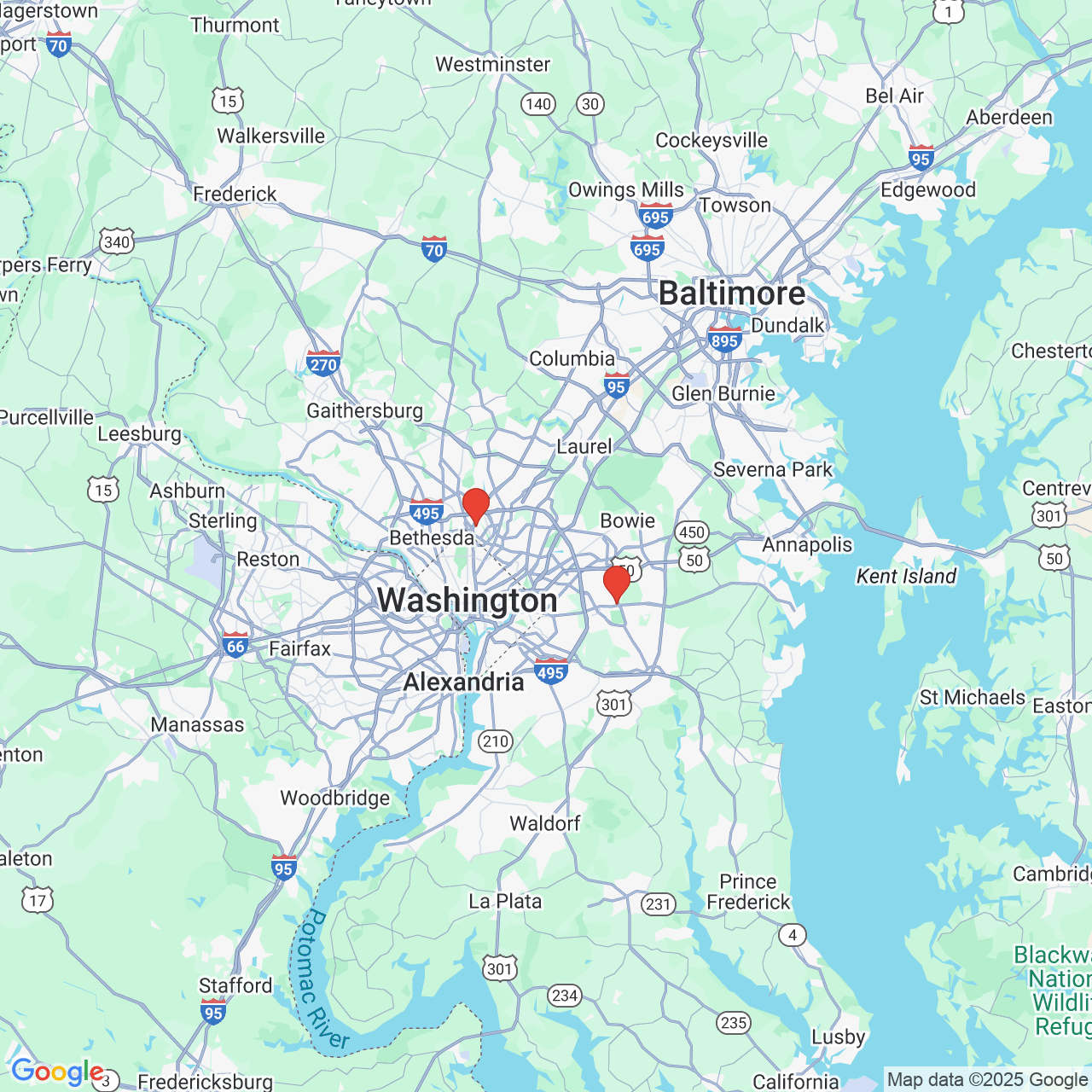Google map image of our locations